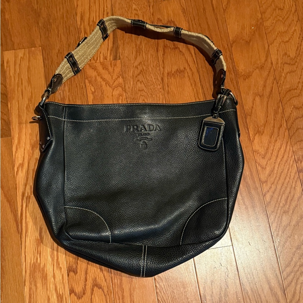 Prada Black Leather Shoulder Bag